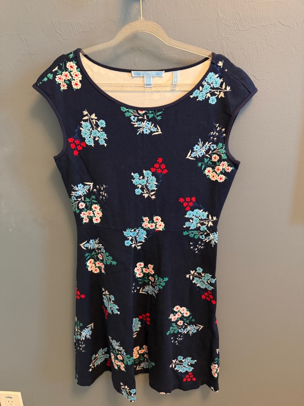 Draper James Navy Floral Fit-and-Flare Mini Dress